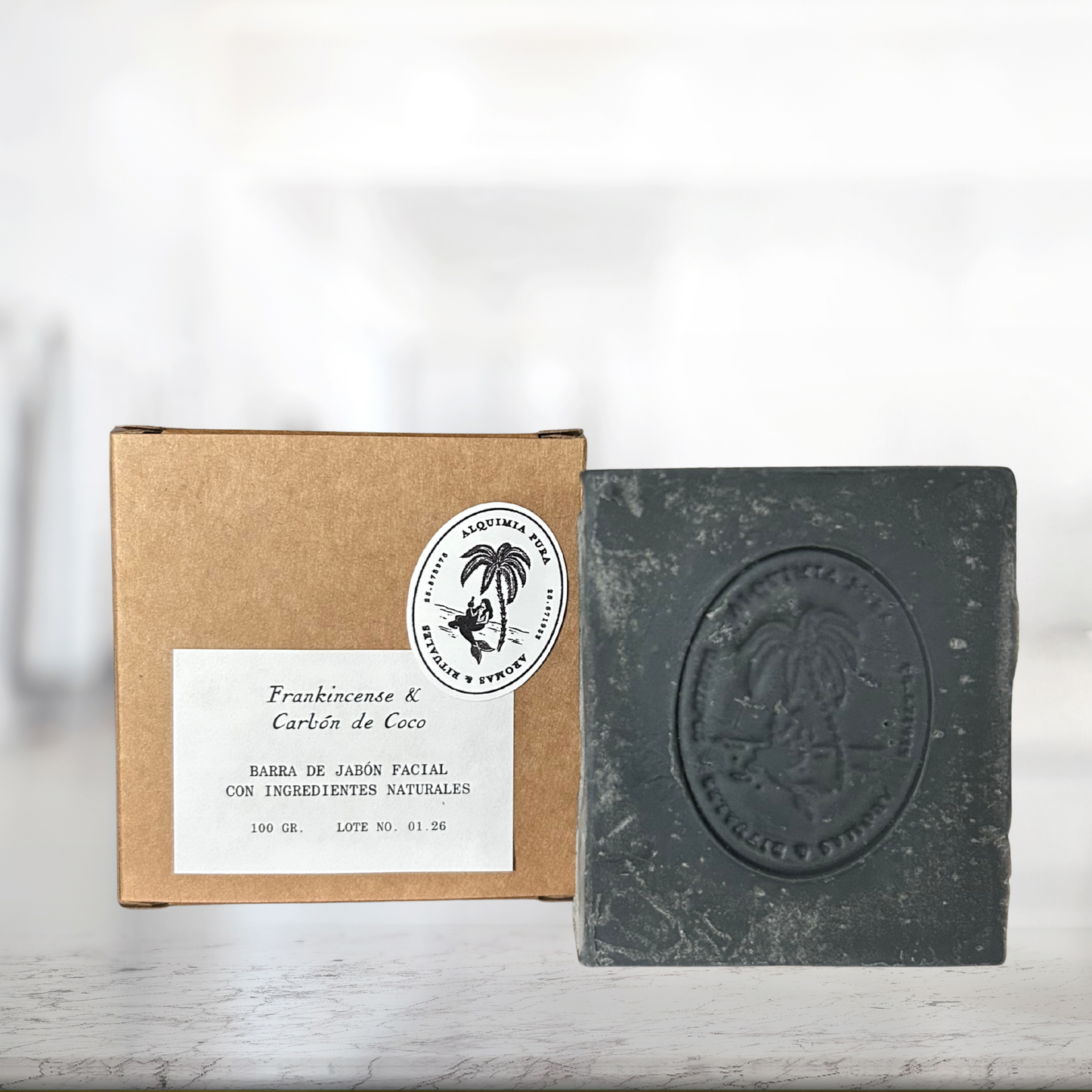 Jabón Facial Botánico - Frankincense (Boswellia sacra) & Carbón de Coc